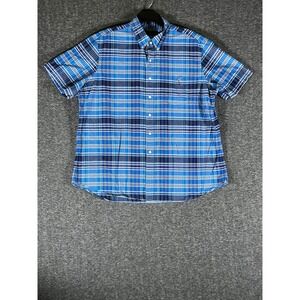 Ralph Lauren Mens XXL Blue Plaid Short Sleeve Button Down Shirt Classic Fit